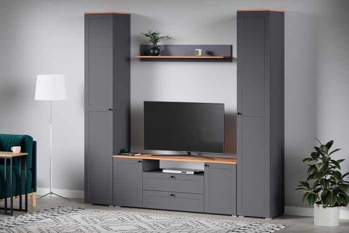 Остин 16.484 Полка, цвет серый графит/дуб крафт золотой, ШхГхВ 120х20х21,6 см.