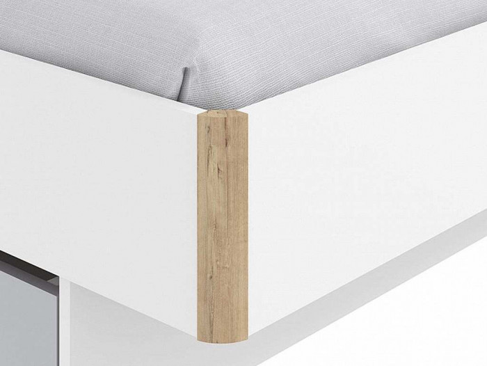 НМ 041.20 кровать Морти с ящиком Дуб Бунратти/белый/серый