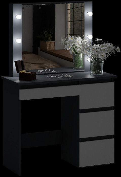 Стол косметический с подсветкой Сура, графит/белый