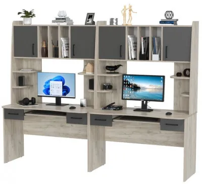 Два стола рабочих 6-0604дкс/граф Бета, дуб крафт серый/графит