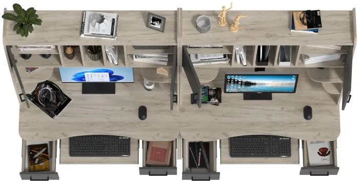 Два стола рабочих 6-0604дкс/граф Бета, дуб крафт серый/графит