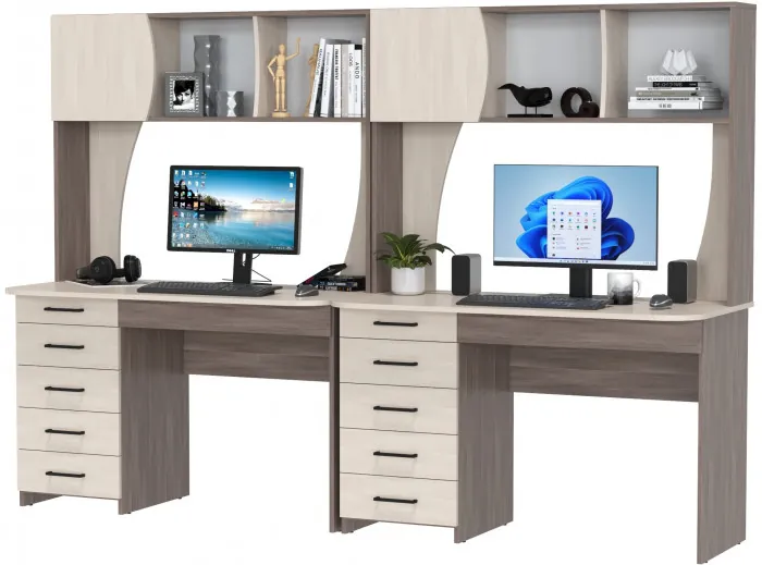 Два стола рабочих 6-0606бод.тем/св Сигма, бодега тёмный/бодега светлый