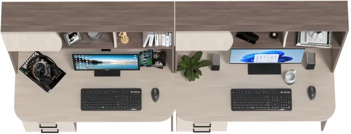 Два стола рабочих 6-0606бод.тем/св Сигма, бодега тёмный/бодега светлый