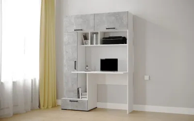 Компьютерный стол Квартет-11, Белый/Ателье светлое