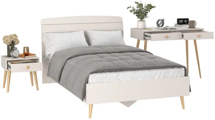 Афина Спальня Кровать 1200 + Стол + Тумба, кашемир серый