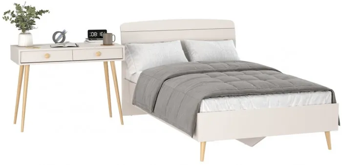 Афина Спальня Кровать 1200 + Стол, кашемир серый