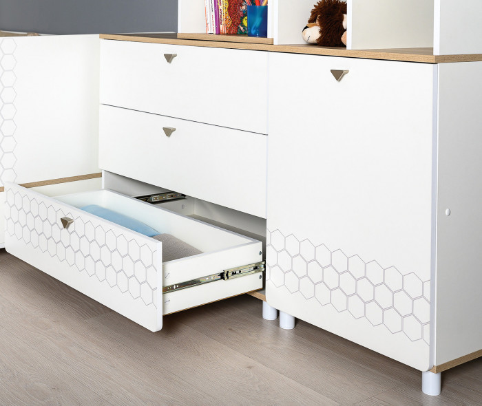 Эйп 13.14 Стеллаж + 13.322 Комод, белый/дуб белый