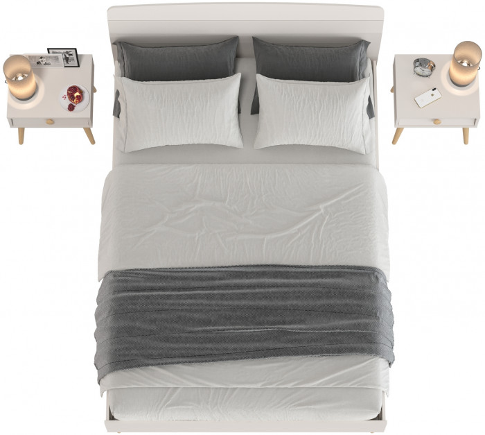 Афина Спальня Кровать 1400 + Две тумбы, кашемир серый