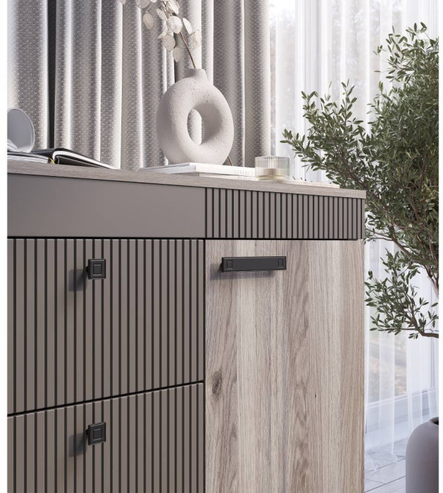 Комод "Кассандра" КМ-12 Дуб Смоки/МФ14