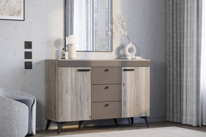 Комод "Кассандра" КМ-12 Дуб Смоки/МФ14