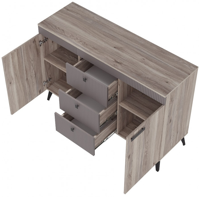 Комод "Кассандра" КМ-12 Дуб Смоки/МФ14