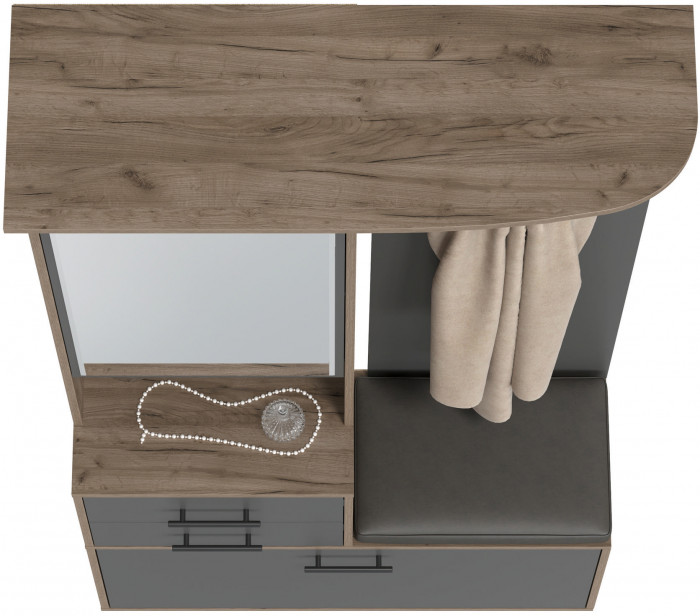 Прихожая 2-3431дкт/граф Домино - Шкаф с вешалкой, дуб крафт табачный/графит