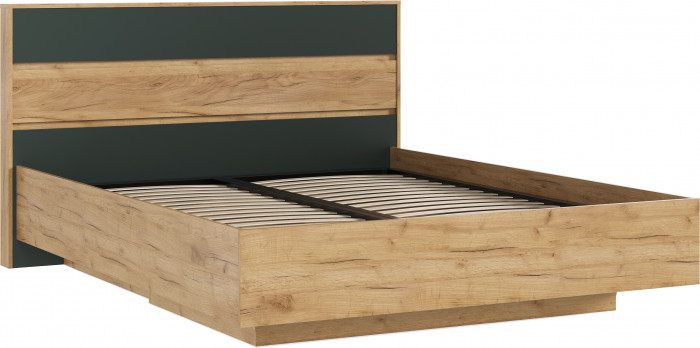 Кровать парящая 1,6м (ортопед металл), Крафт золотой/Изумрудный