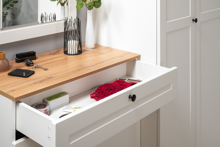 Остин Прихожая 60, цвет белый шагрень/дуб крафт золотой, ШхГхВ 360х54,3х229,6 см., универсальная сборка