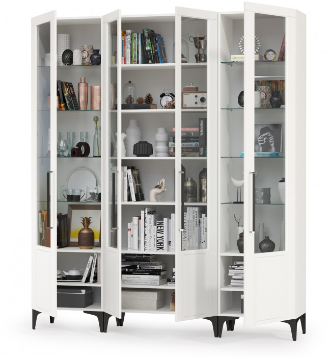 Валенсия Гостиная № 072, ЛДСП белый шагрень/МДФ белый шагрень