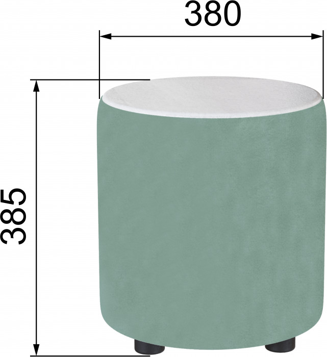 Пуф Пай, мятный/мдф холст белый