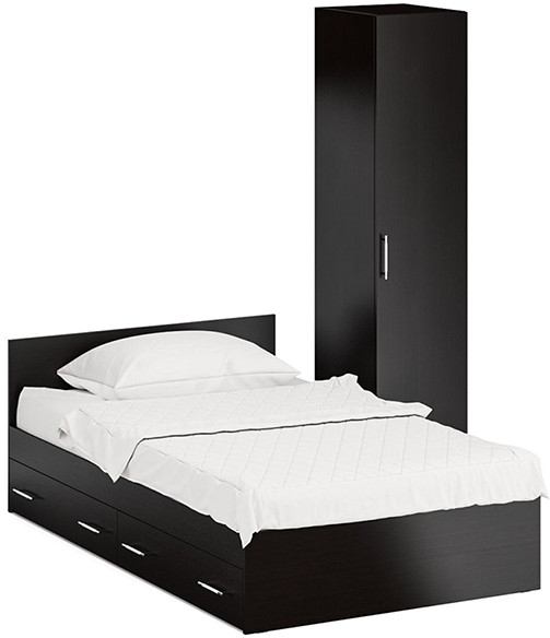 Кровать с ящиками 1200 + Пенал Стандарт, венге