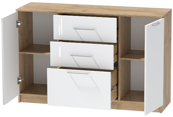 Комод №3 "Иннэс-7", Крафт золотой/Белый глянец