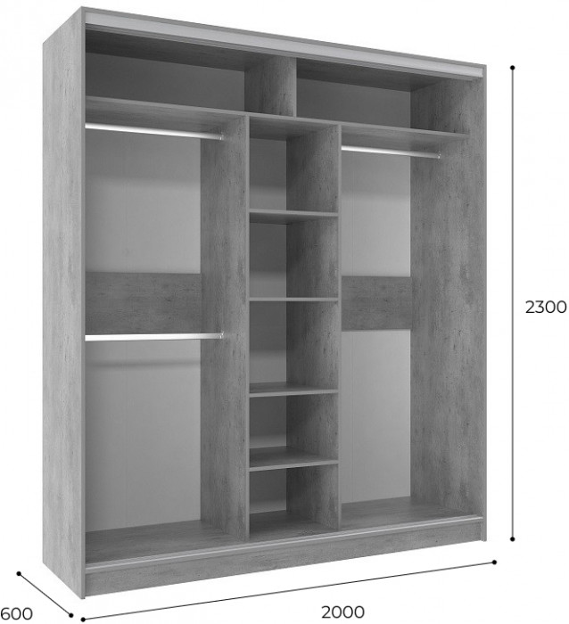 Шкаф-купе трехдверный 2000 Домашний Ателиер светлый