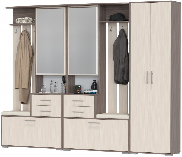 Прихожая Домино 3, бодега тёмный/бодега светлый