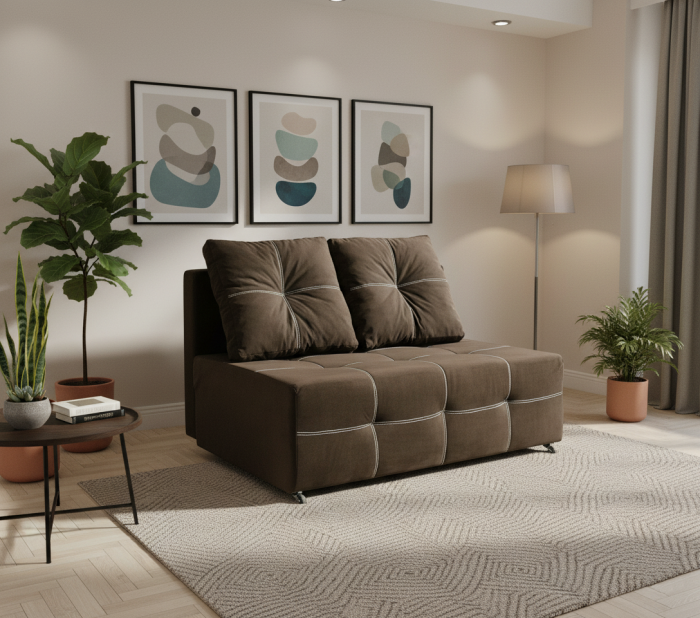 Диван-аккордеон Марс мини, сп.м. 140х200, велюр коричневый