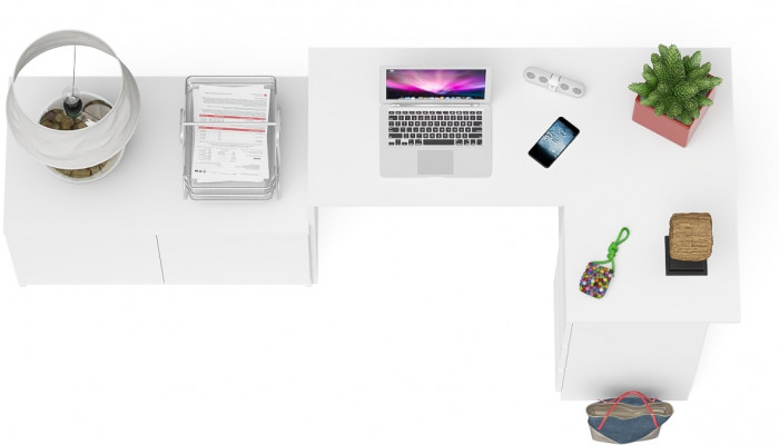 Мори компьютерный стол МС-16 правый + Тумба МА900.1, белый