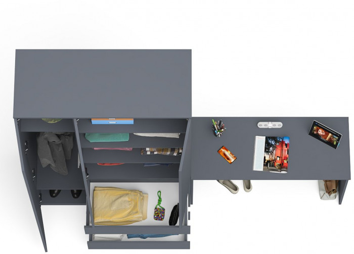 Мори письменный стол МСП1200.1 + Шкаф МШ1200.1, графит