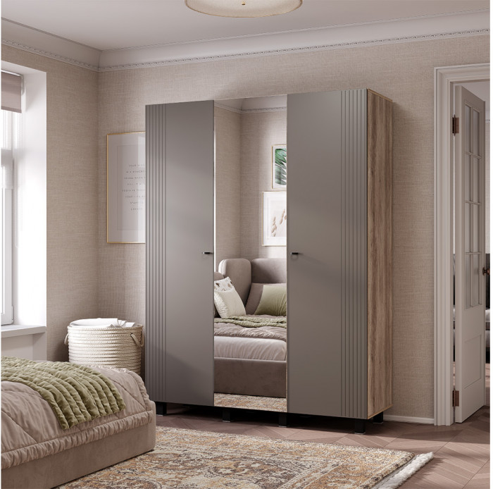 Шкаф 3-х створчатый Олива ШК-08, Дуб каньон, Муссон софт