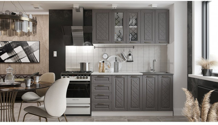 Кухня МДФ Агава 1600, антрацит