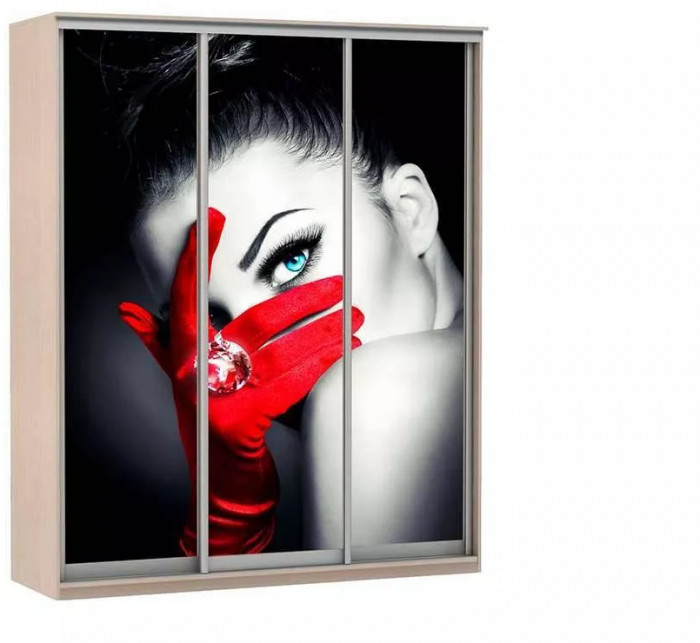 Шкаф купе Модерн 2076х450 3-х дверный 3-х секционный фотопечать №1 ясень