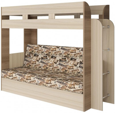 Карамель 75 кровать-диван Ясень Шимо Темный / Светлый / Ткань Латте