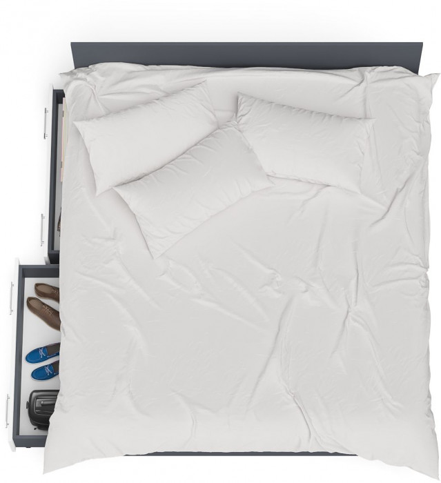 Мори Кровать с ящиками 1800, графит/белый