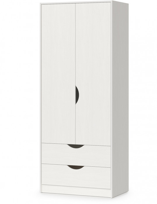 КР100 Уна 13.327 Шкаф для одежды, цвет белый(структура Поры дерева), ШхГхВ 83,8х49,7х205,3 см., два выдвижных ящика