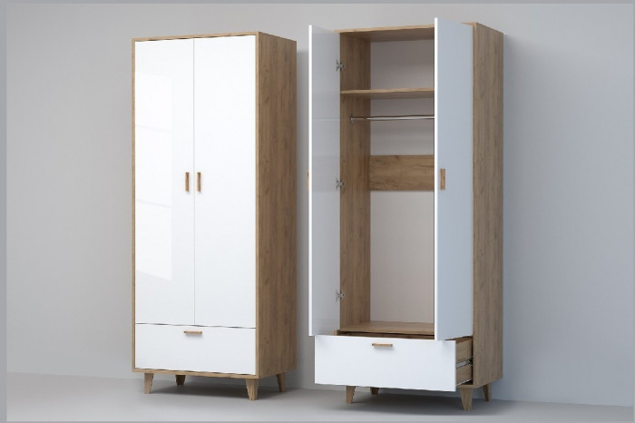 Эго Шкаф ШК-1 НГ (Глянец Белый/Бетон Светлый)