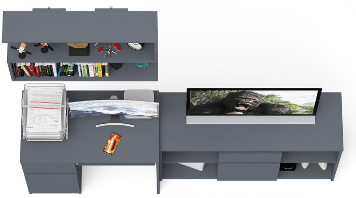 Мори компьютерный стол МС-1 левый + Тумба МТВ1204.1 + Полка 900, графит