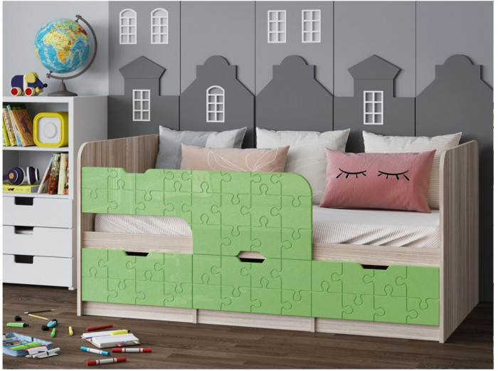 Детская кровать Юниор-9, 80х160 (Ваниль матовая, Ясень шимо светлый)