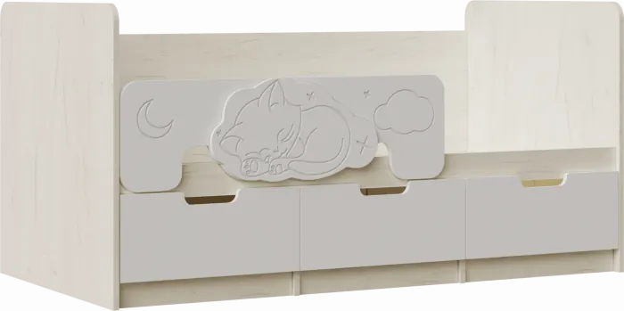 Юниор-4 Кровать 80х180 (Шарли пинк, Крафт белый)