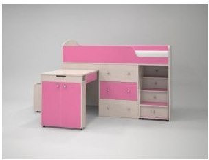 Кровать-чердак Малыш 70х160 (розовый)