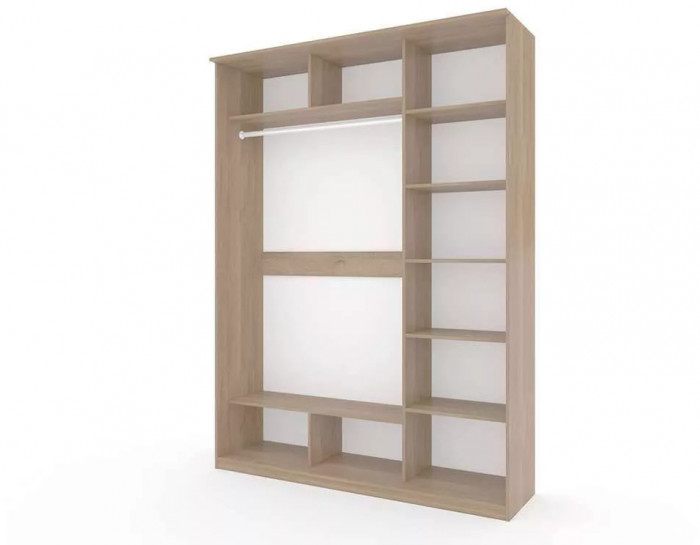 Шкаф купе Модерн 1776х600 3-х дверный 2-х секционный зеркальный с пескоструем №1 ясень