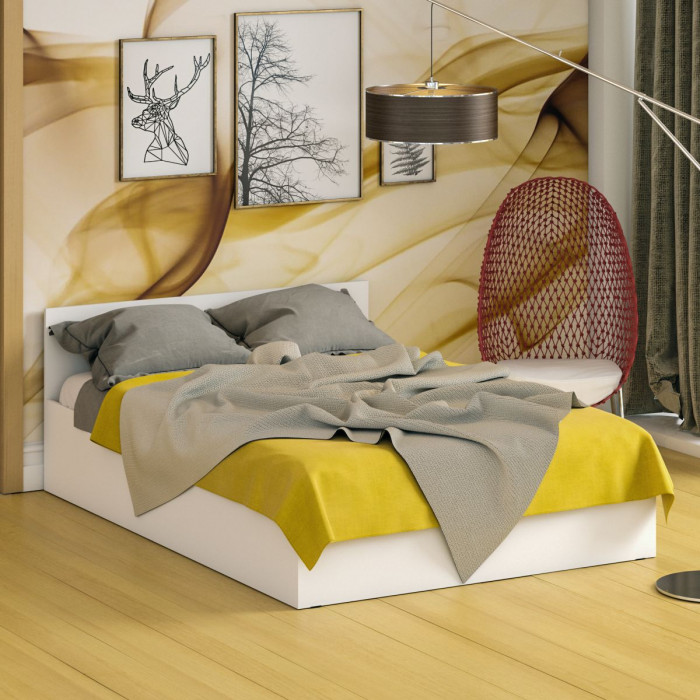 Стандарт Кровать 1400, цвет белый, ШхГхВ 143,5х203,5х70 см., сп.м. 1400х2000 мм., без матраса, основание есть