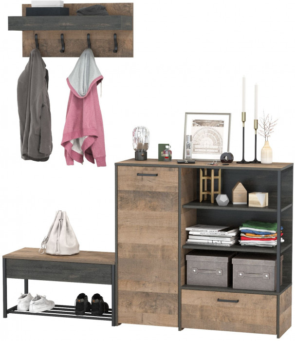 Трувор Прихожая 181, цвет дуб гранж песочный/интра, ШхГхВ 189х36,9х195 см., универсальная сборка