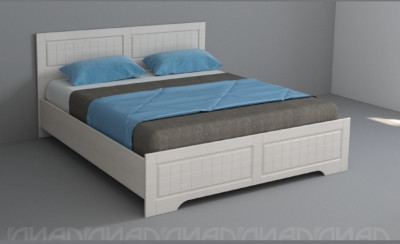 КЭТ-6 Кантри Кровать 140, с настилом ЛДСП (Бодега белая / Сандал)