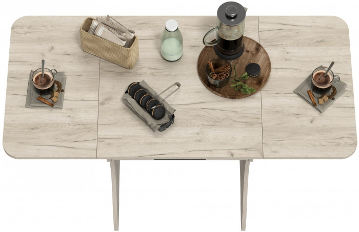 Стол обеденный раскладной с ящиком 6-02.120ТМдкс, дуб крафт серый