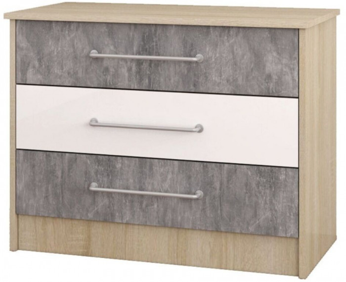 Колибри-лофт Комод дуб сонома/ателье светлое+акрил белый