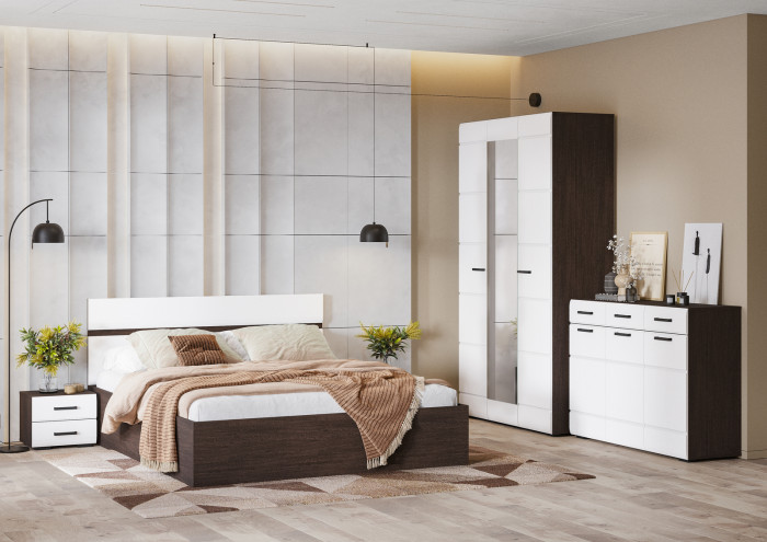 ЛИБЕРТИ ШК 01 Шкаф 400 (400х2100х500) Фасад МДФ БЕЛЫЙ ГЛЯНЕЦ/Корпус ВЕНГЕ