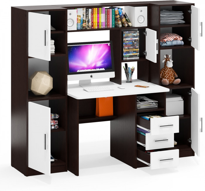 С-МД-СК9 Компоновка № 02, цвет венге/белый шагрень, ШхГхВ 188х70х160 см., НЕ универсальная сборка