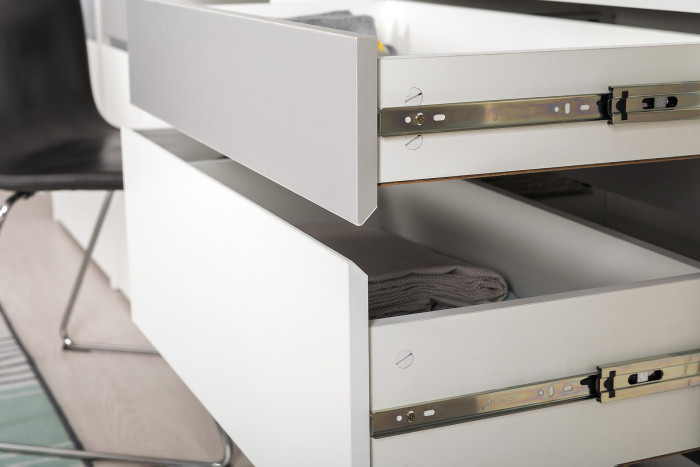 Торонто Компоновка № 21, цвет белый шагрень/стальной серый, ШхГхВ 354х84,4х195,7 см., сп. м. 800х1900 мм., б/м, основание есть, универсальная сборка