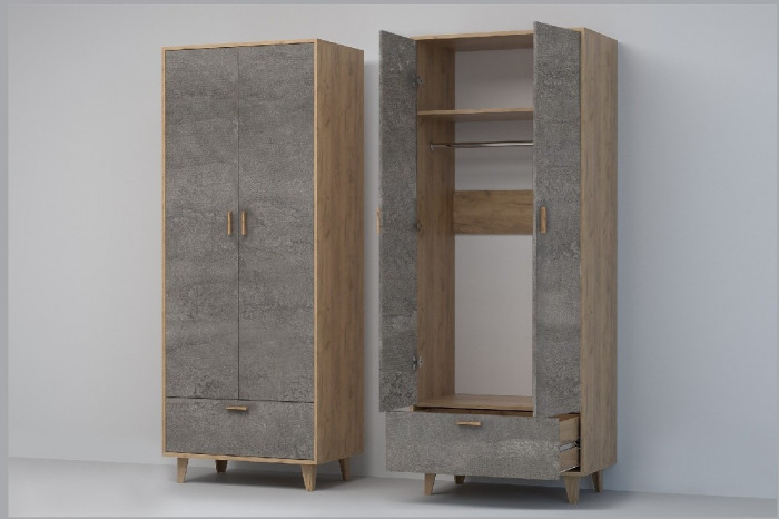 Эго Шкаф ШК-1 НГ (Камень Темный/Дуб Крафт Золотой)