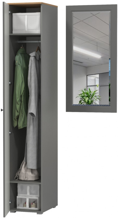 Остин Прихожая 12, цвет серый графит/дуб крафт золотой, ШхГхВ 99,5х54,3х229,6 см., универсальная сборка