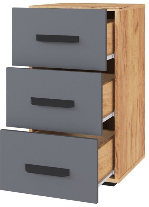 Квартет-13 Тумба с ящиками дуб крафт золотой/графит серый
